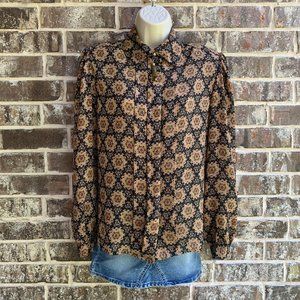 Jordan Women's Button Up Top Blouse Long Sleeves